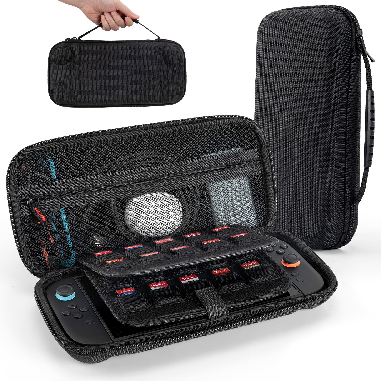 Photo 1 of Oaque Carrying Case for Nintendo Switch 2, Hard Shell Travel Storage Bag with 20 Game Card Slots, Mesh Pocket, Handle & Shockproof Protection, Portable Organizer Pouch for Switch 2 Accessories