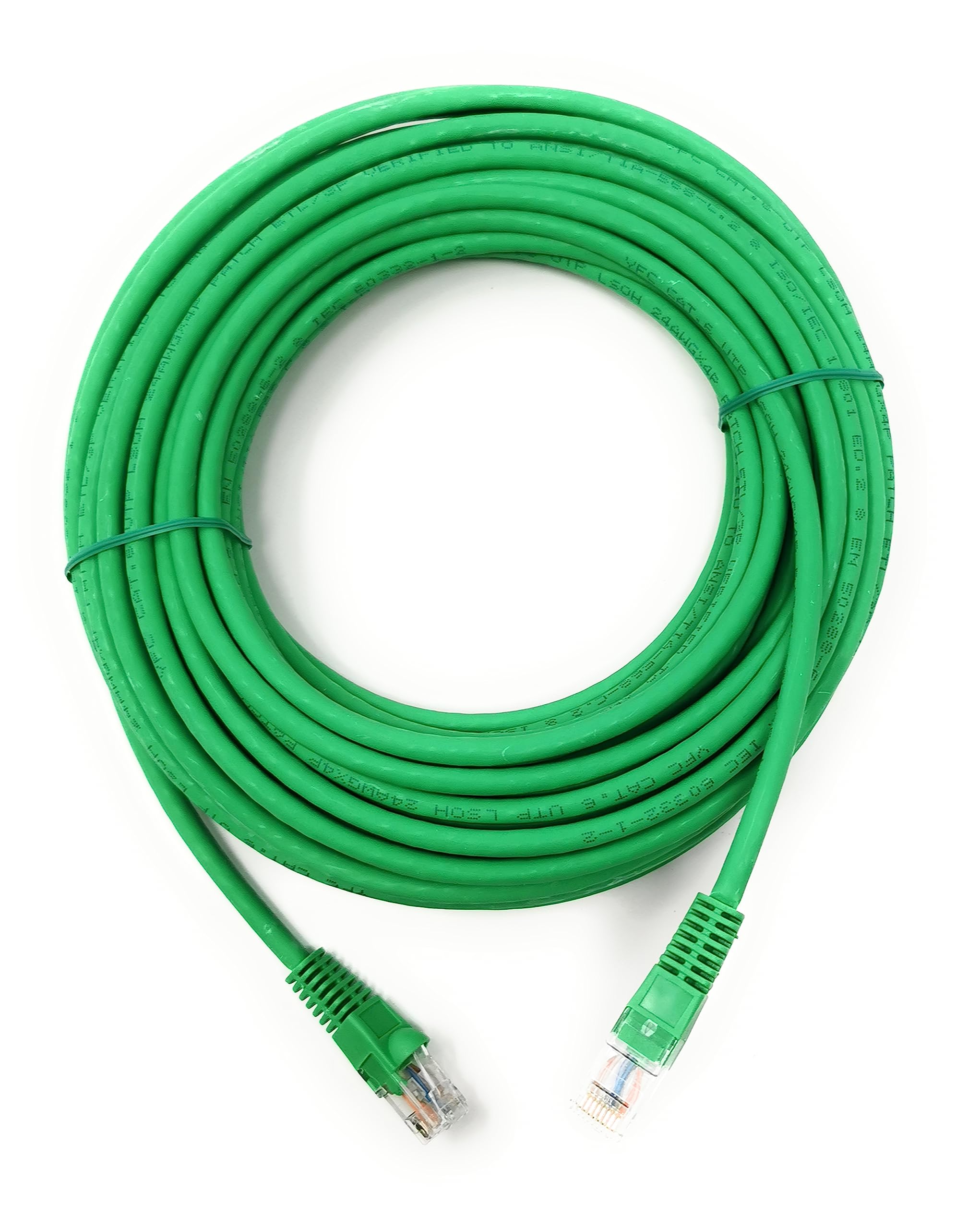 Cat6 RJ45 (UTP) Connector Ethernet Cable, LSZH Snagless Patch 24AWG Bare Copper Cores Lead for Internet, Data Transfer, Router, Modem, CCTV, Smart TV, PC, Laptop (15m, Green)