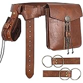 Treature Medieval Belt Pouches - Renaissance Belt Pouch Coin Purse Skirt Hike Set - Medieval Pirate Costume Halloween Cosplay for Ren Faire. (Brown)