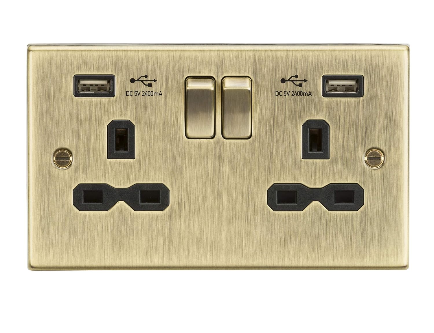 Knightsbridge CS9224AB Decorative Square Edge Antique Brass 13A 2G