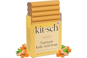 Kitsch Kojic Acid Soap – Turmeric Soap Bar with Hyaluronic Acid & Shea Butter – Brightening & Hydrating Body Wash & Face Wash for Dark Spots, Even Skin Tone & Natural Glow - Made in USA - 4 oz