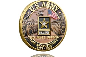 SNKVAUP 250th Anniversary Army Challenge Coin Commemorative Coin Tribute to The U.S. Army’s 250th Anniversary Collectible Challenge Coin for Veterans, Active Duty Members, and Patriots (C)