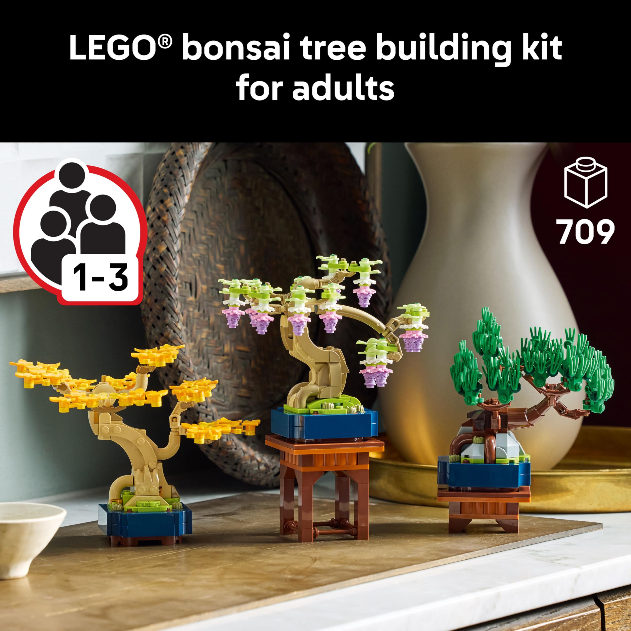 LEGO LEGO Botanicals Mini Bonsai Trees Building Set - Artificial Bonsai Tree Building Blocks for Adults, Ages 18+ - DIY Home and Office Decor for Men and Women - Gift for Christmas - 10373