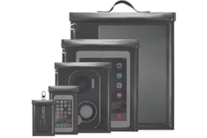 Quctak Extra Large Faraday Bags with Handle(5 Pack), 15'' X 17'' Faraday Cage for Phone & Laptops, Waterproof & Fireproof Faraday Key Fob Protector, Anti-Theft Faraday Bag, RFID Signal Jammer Blocker