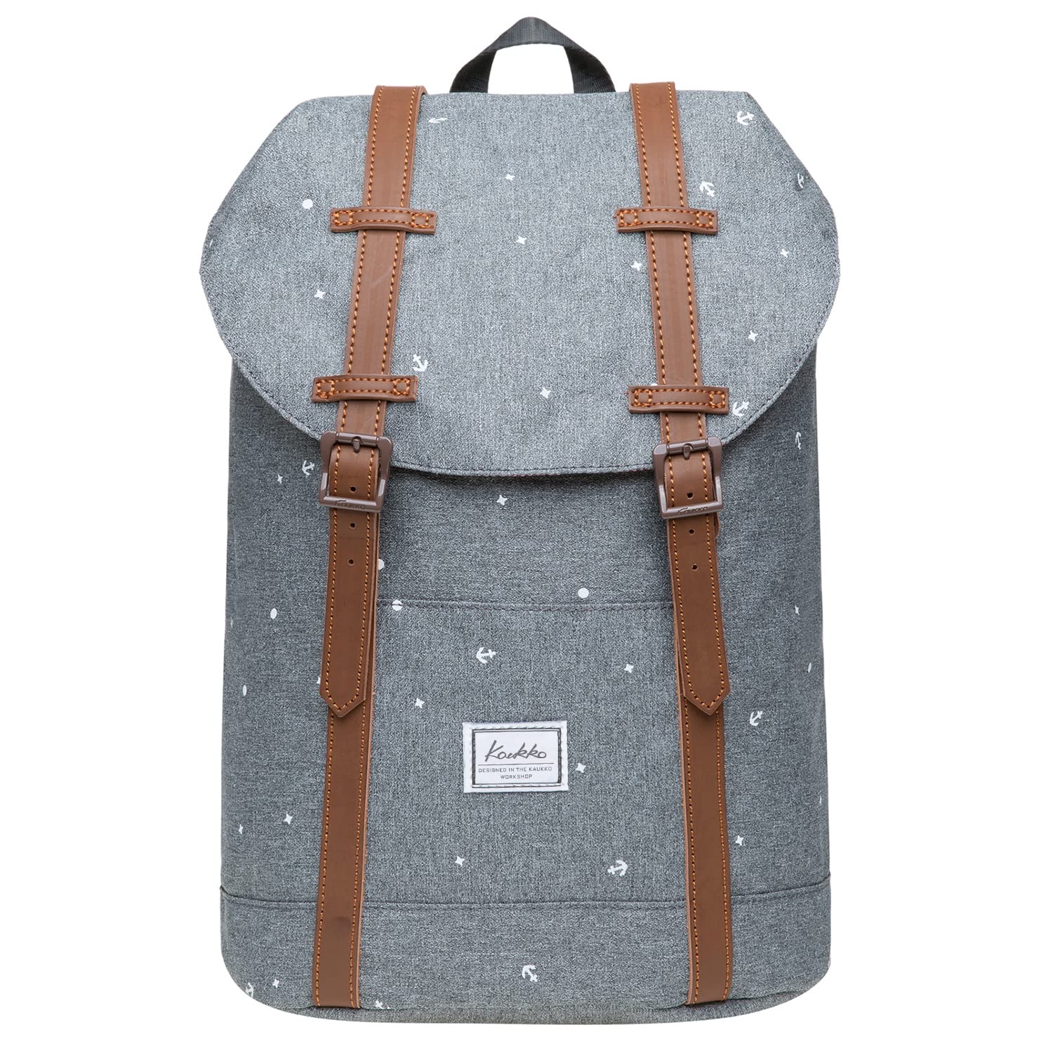 KAUKKO Rucksack Damen Herren Vintage Laptop Reiserucksack für 14" Notebook Lässiger Daypacks Schultaschen Casual Daypack, 36 cm, 12.6 liters, Grey (Grau)