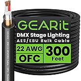 GEARit DMX Stage Lighting Bulk Cable, 300 Ft Extended Length, 2-Conductor, Compatible with 3-Pin XLR Connectors for DMX and AES/EBU, 22 AWG Oxygen Free Copper - for DJ LED Par Lights, Recording Studio