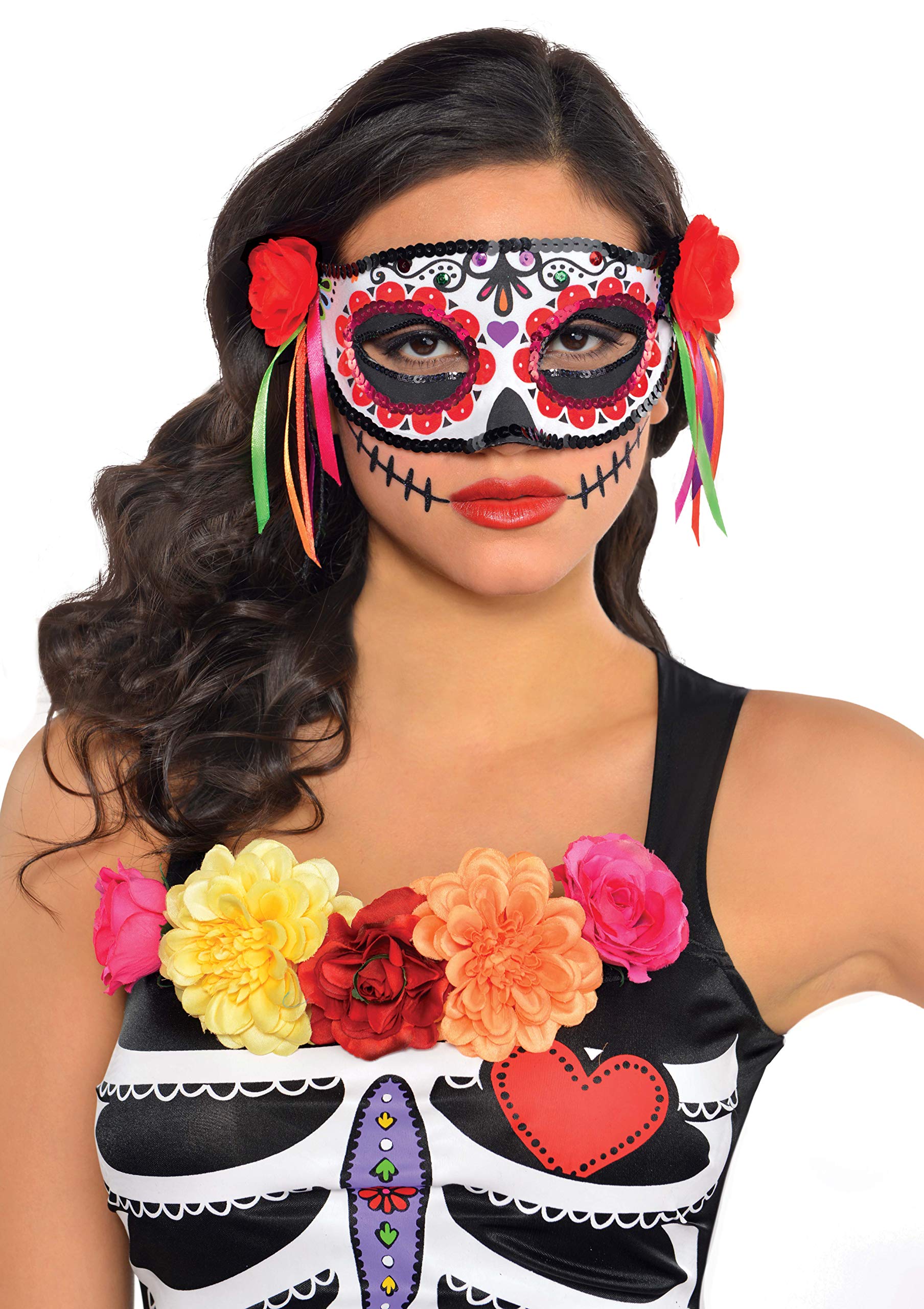 amscan 843926-55 - D.O.T.D Half Mask - Day Of The Dead