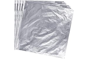 KUUQA 100 Sheets 14x14cm Imitation Leaf for Arts Project Crafting Decoration,Gilding Crafting,DIY Creation(Silver)