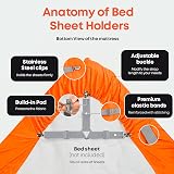 5 STARS UNITED Bed Sheet Straps Set 4 Grey Corner Holders Fitted Clips view 3