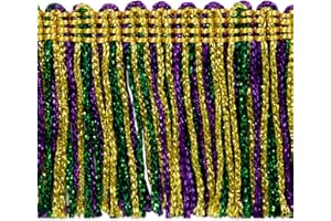 Trims by the Yard 2" Metallic Chainette Fringe Trims, 1" / 5 Yards/Mettalic, Magenta