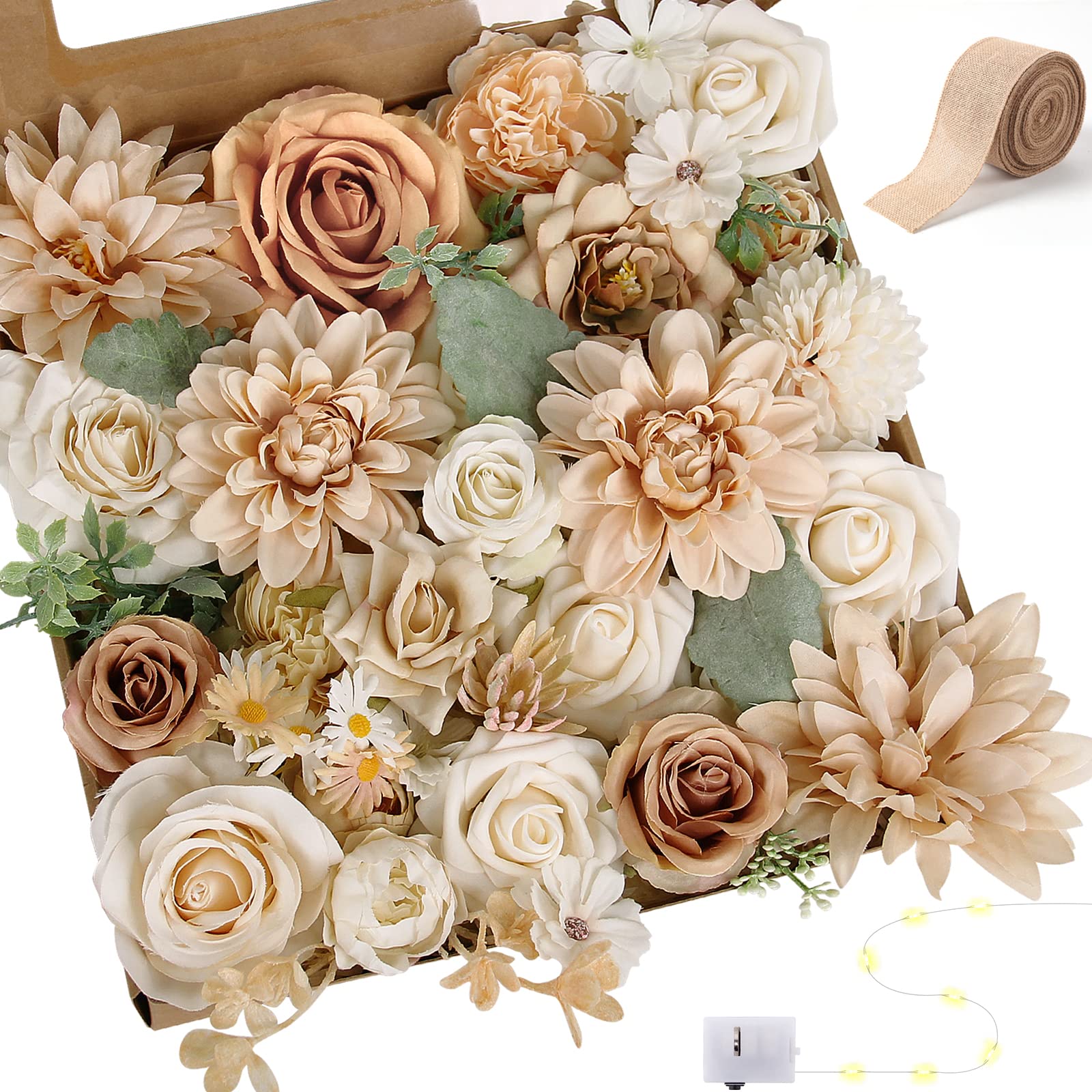 Nude Color Roses LELEE Artificial Flowers Rose Silk Flower Combo Nude Color Foam Roses ...