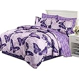 HollyHOME Butterfly 8-Piece Bed in Bag Comforter Set, King