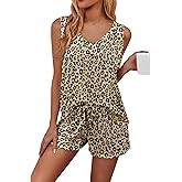Ekouaer Womens Pajamas Sets Soft Comfy Sleeveless Sleepwear Tank and Shorts Pj Set Summer 2 Piece Loungewear