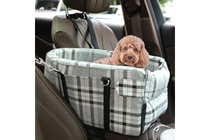 Prpeko Small Dog Car Seat, Portable Dog Seat with Soft Washable Cushion,Center Console Dog Car Seat for Small Dogs Up to 13lb