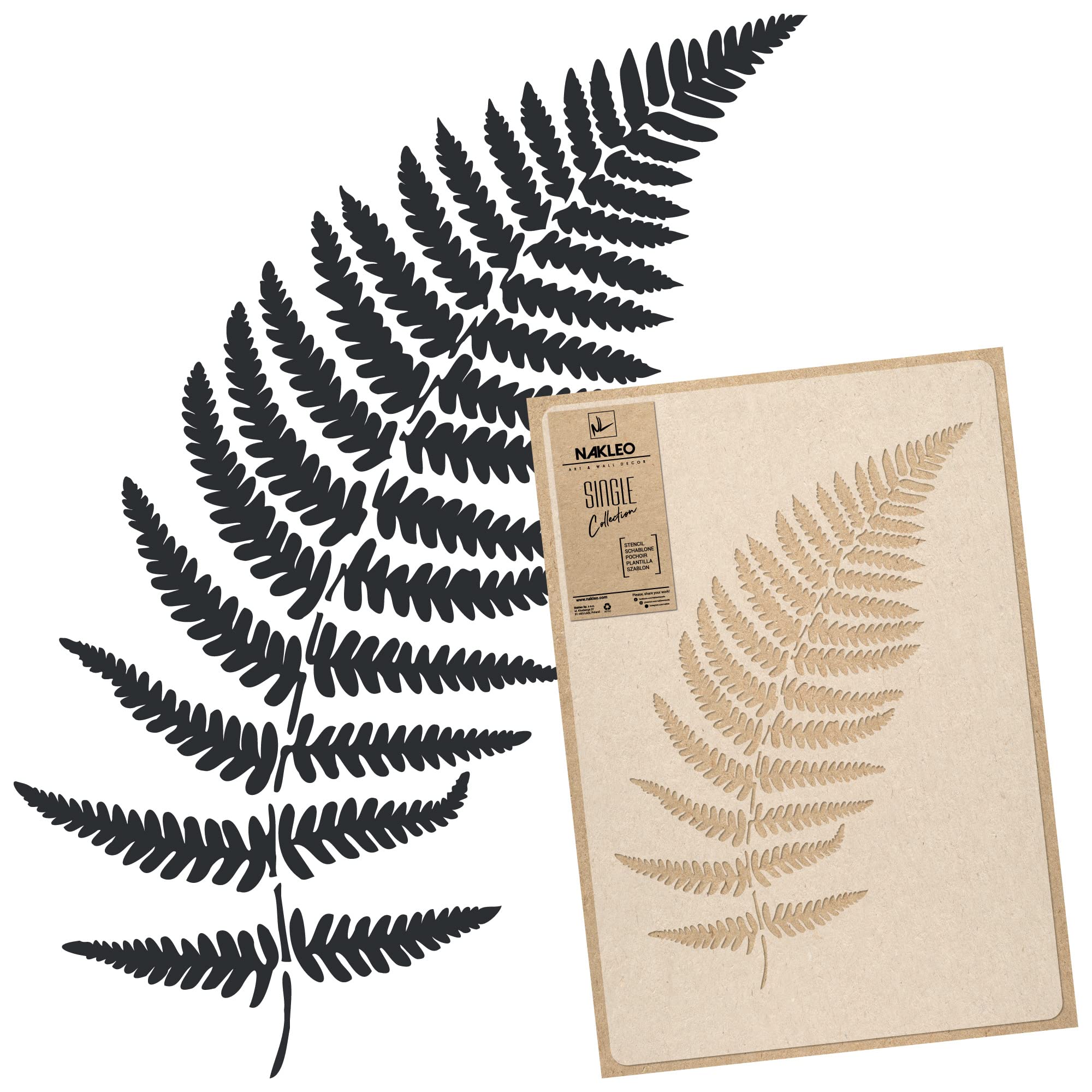 NAKLEO Floral Large Wall Painting Stencil 43x64 cm, Fern Leaf Frond Branch Pattern, Reusable Plastic Flower Template, DIY Art and Craft Home Decor, Floor Wood Fabric Furniture