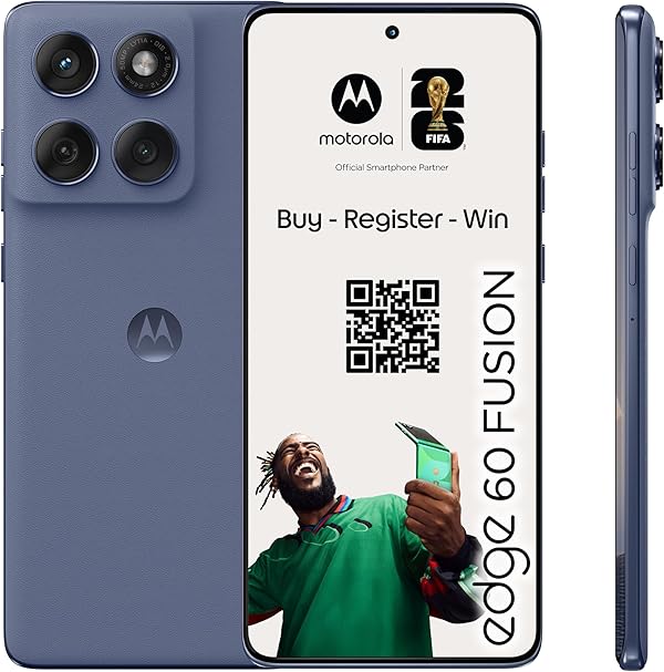 Motorola Edge 60 Fusion Smartphone (Robustes 6,67“-pOLED-Display Dank Corning Gorilla Glass 7i, widerstandsfähig, 50-MP-Kamera + Moto-AI, 8/256 GB, 5100 mAh) Pantone Slipstream + Handyhalterung