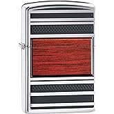 Zippo Wood Grain High Polish Chrome Pipe Pocket Lighter