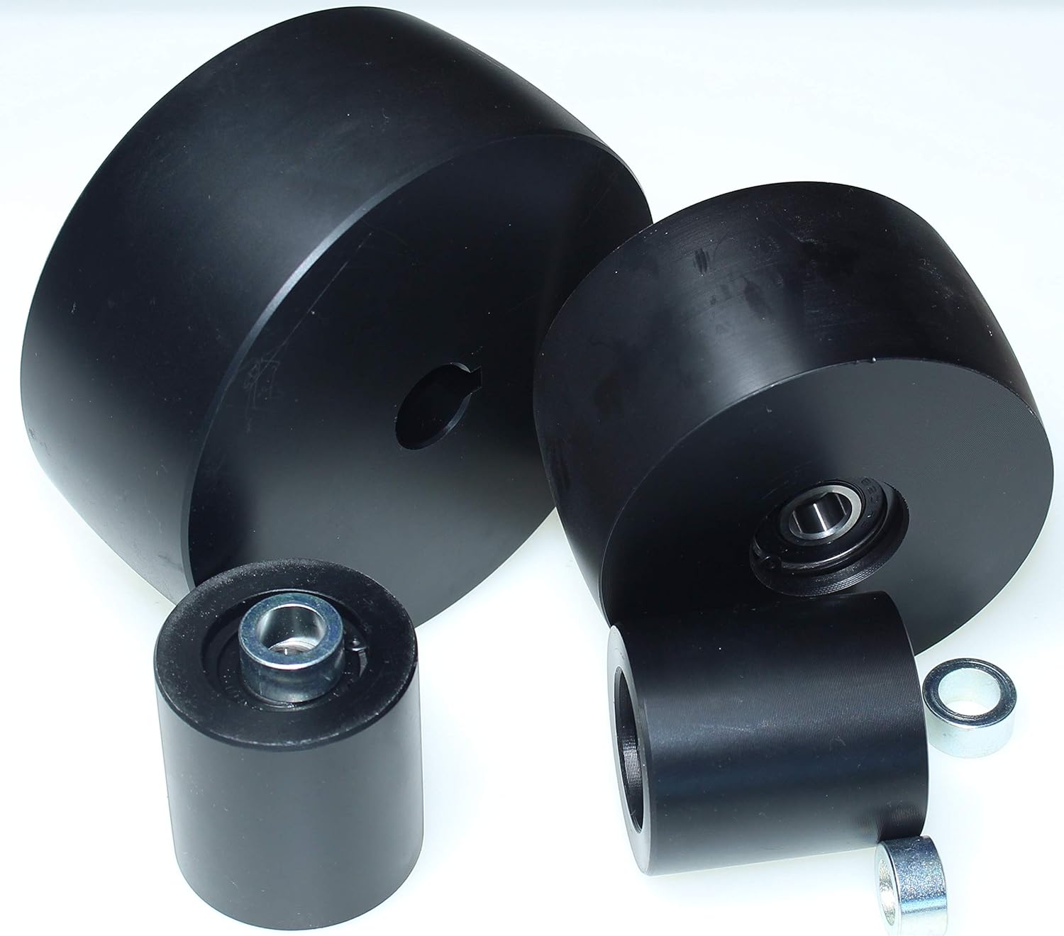 (NY5-19) Belt Grinder Wheel Set for Knife Grinders 5" Drive-19 mm Shaft 4" Track 2" Idler - CNC Machined, Black, 130 mm - 19 mm Shaft - Image 5