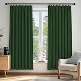 Deconovo Blackout Curtains 66x72 in Forest Green 2pc Pencil Pleat Thermal