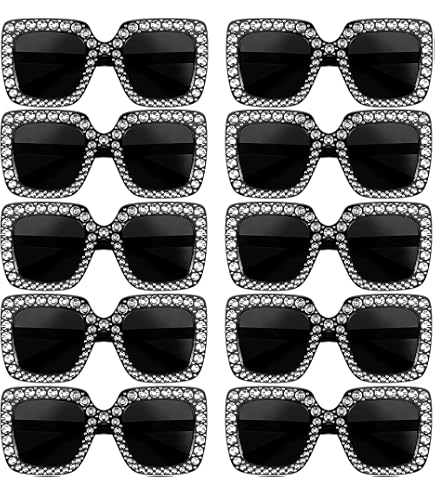 20 Pack Crystal Oversized Square Sunglasses Retro Diamond Glitter Party Favors Amazon.com: Geopty 10 Pack Black Oversized Square Crystal  main image 3