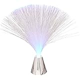 Creative Motion Battery-Operated LED Fiber Lamp with Chrome Base, Blue