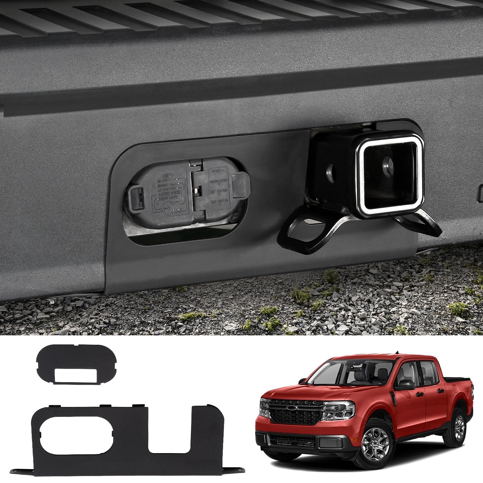 Photo 1 of Mabett Rear Bumper Cover Plate for 2022-2025 Ford Maverick Accessories, Hitch Surround Cover Protection for Maverick with 4/7-Pin Connector Hitch (Not for Lobo)
