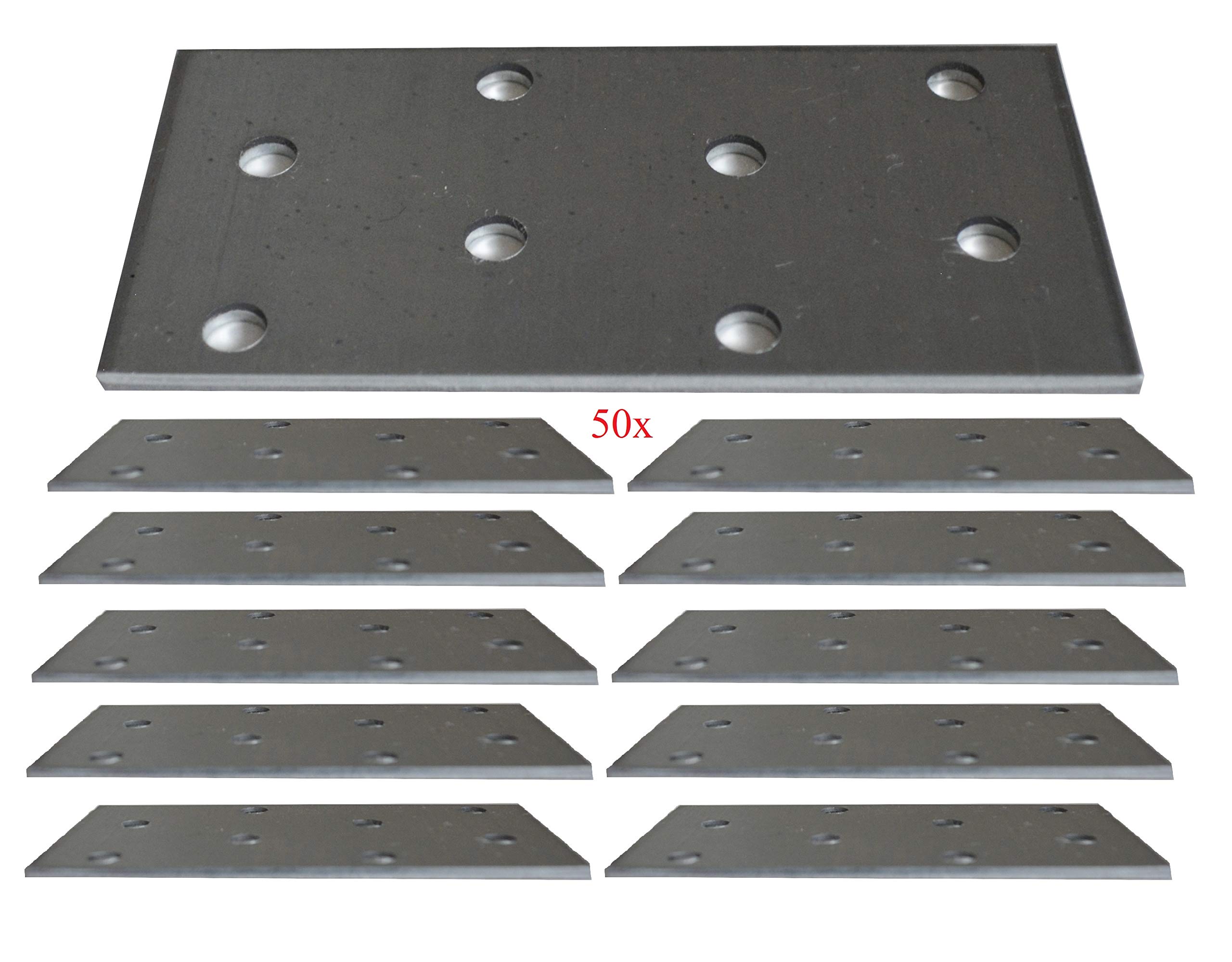 Flat Connecting Joining Plate Galvanised Structural Connectors Heavy Duty Metal Steel Sheet 3.15"x1.57"x0.08" (80 x 40 x 2mm) Pack of 50pcs