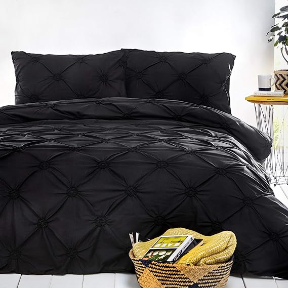 Serene Bettwäsche-Set für Einzelbett, 100% Baumwolle, Schwarz: Amazon