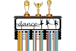 CREATCABIN Dance Medal Holder Trophy Shelf Medal Hanger Display with Shelf Stand Sports 4 Rows Wall Mount Hold 70+ Medals for Women Gymnastics Ballet Running Swimming Awards Rack 15.7 x 7.9 Inch