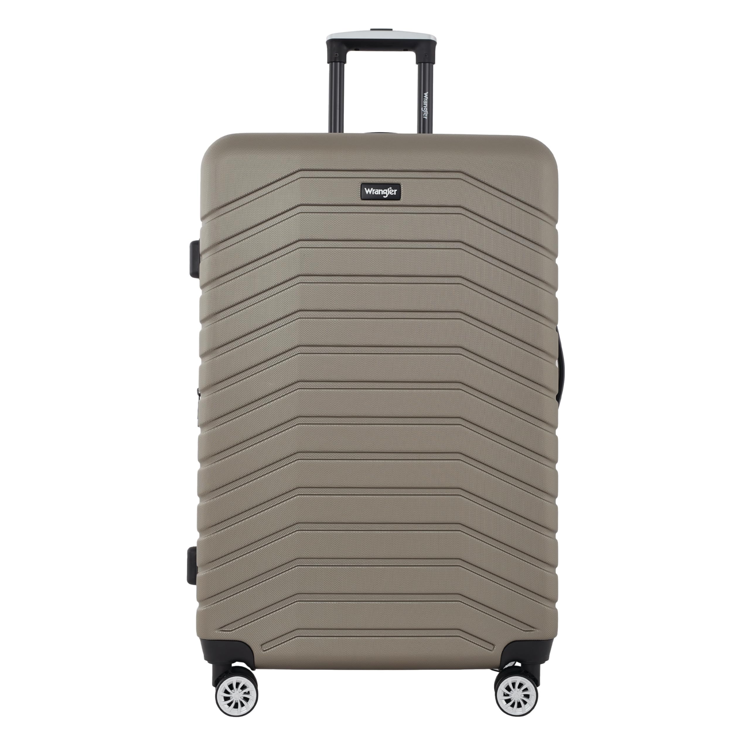 Wrangler Tahoe 3 Piece Spinner Luggage Set, Desert Taupe, 18.5 x 12 x 31.5 inches