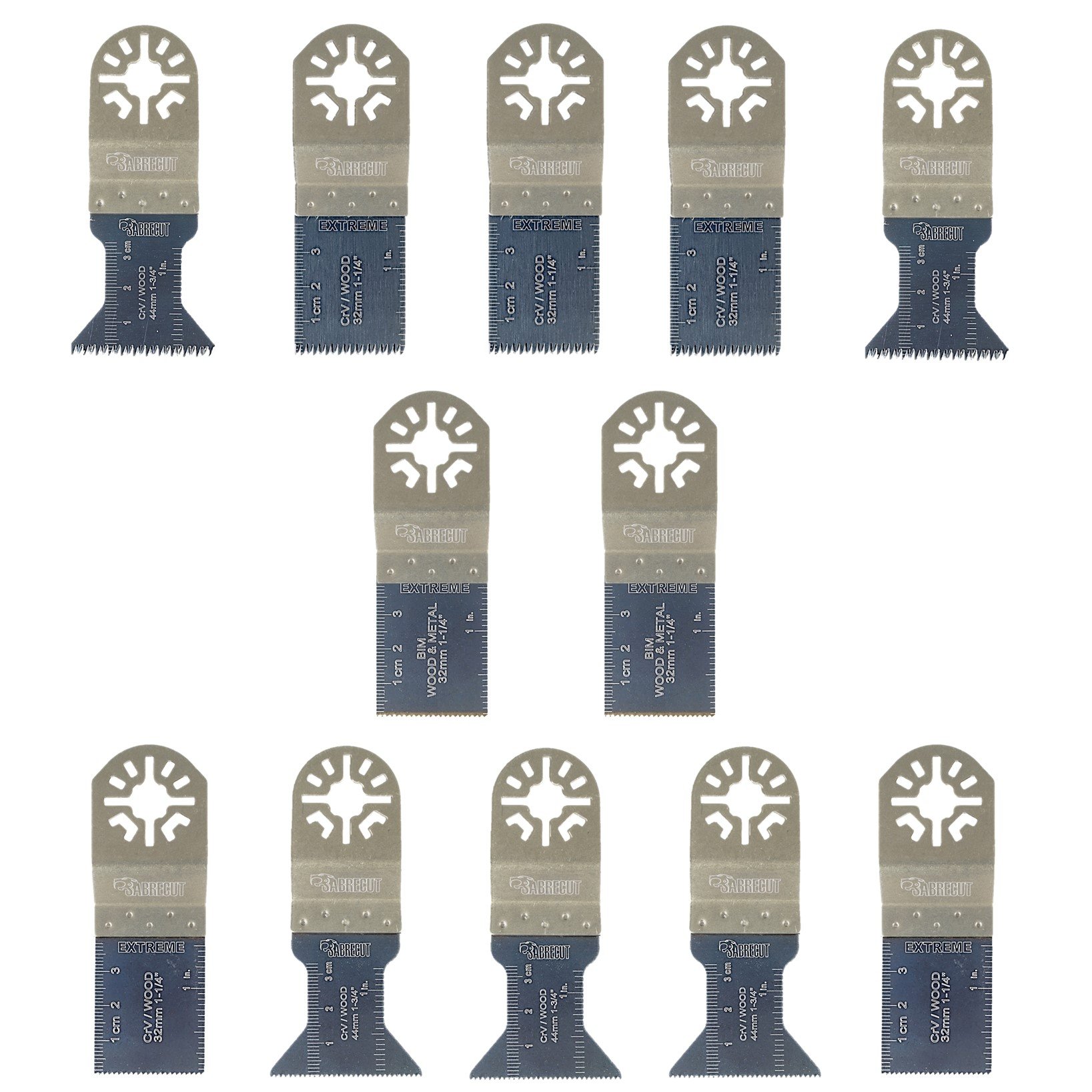 12 x SabreCut PRK12A Mix Blades Compatible with Bosch Fein (Non-StarLock) Makita Milwaukee Parkside Ryobi Workzone Hitachi Oscillating Multitool