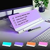 Note Tower LED Color Changing Desktop Whiteboard | Mood Enhancing Dry Erase Light Up Board for Desk | Acrylic RGB White Board