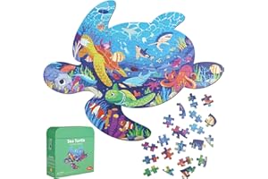 Jigsaw Puzzle for Kids Ages 4-8, 108 Pieces Sea ​​Turtle Kids Puzzle with Large Pieces, Sturdy Puzzles Box and Poster, Toddle