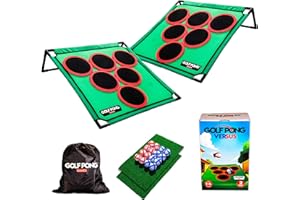 Golf Pong – Backyard Golf Game with 16 Chipping Balls & Mat, Yard and Outdoor Games for Adults & Family, Indoor Golf Set for Home, Beach or Party, Lawn Games for Adults & Family Outdoor (Patented)