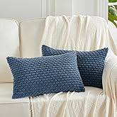 Fancy Homi 2 Packs Dusty Blue Decorative Throw Pillow Covers 12x20 Inch for Couch Bed Sofa, Modern Farmhouse Boho Home Decor, Soft Cute Plush Corduroy Cushion Case 30x50 CM
