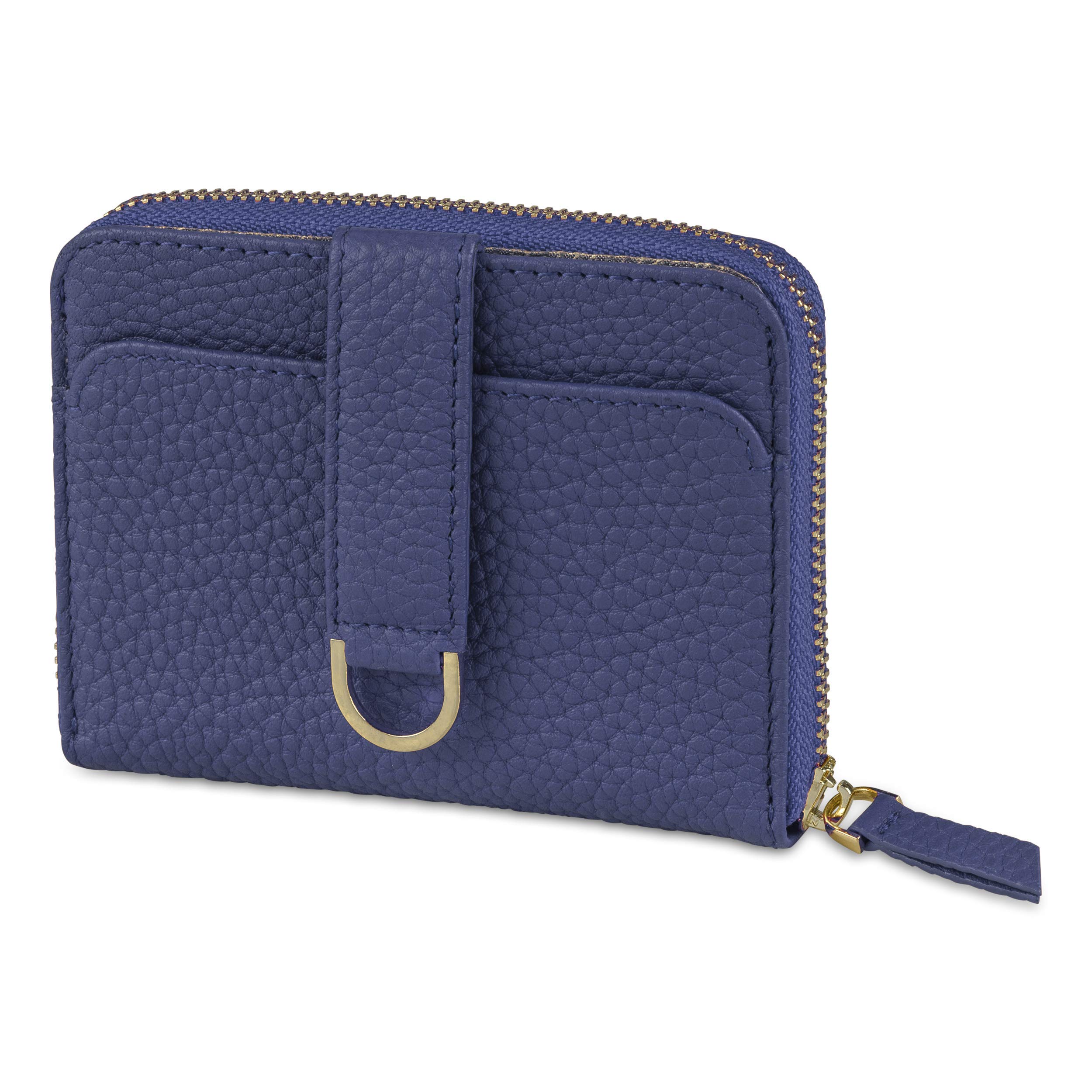 Vaultskin BELGRAVIA Womens Small Luxury Leather Wallet for Ladies Mini Purse for Cash and Cards (Matt Blue)