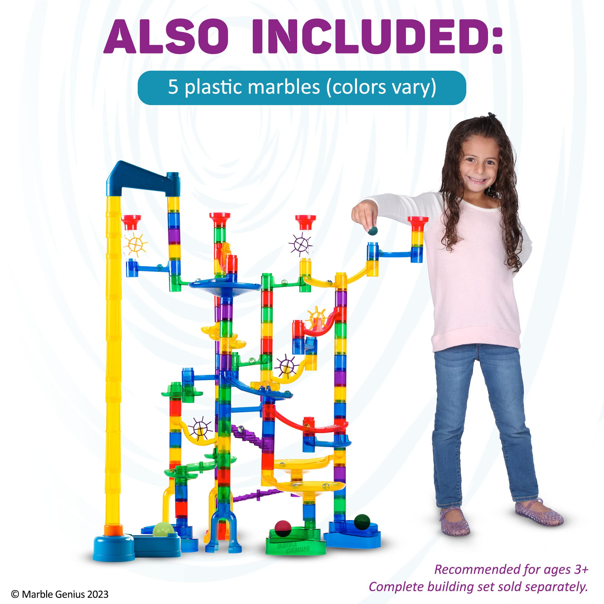 Marble Genius Run Launcher - Unleash Your Creativity with This Set, Includes Marble Launcher Base, Tubes, Top, and 5 Plastic Marbles, Educational STEM Toy, Build, Launch, and Watch Your Marbles Soar