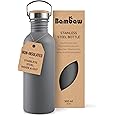 Bambaw 16 oz Water Bottle no Straw, Gray Single Wall Stainless Steel Water Bottle, Non-insulated Reusable Water Bottle BPA Free 16 oz, Small Water Bottle with Handle – Stormy Gray