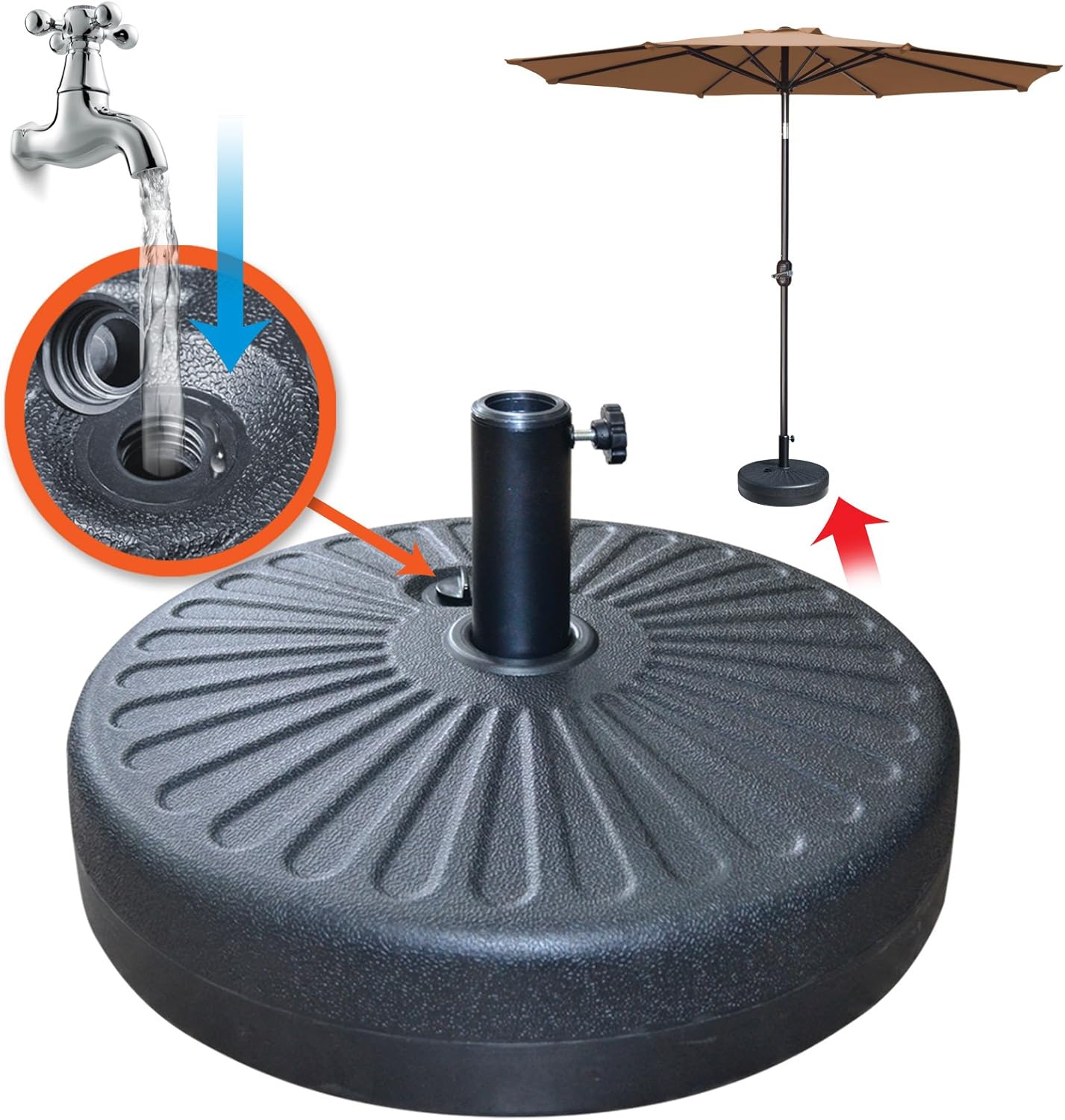 Amazon Com Benefitusa Patio Umbrella Base Sand Water Filled 20 28l Parasol Weight Sand Base Holder Garden Outdoor