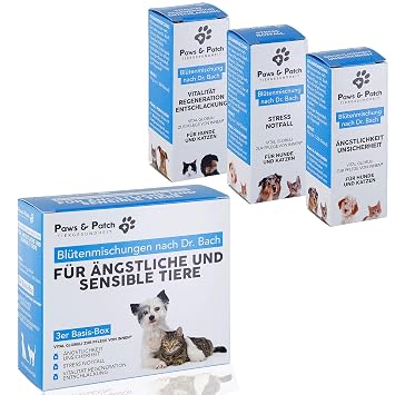 Paws Patch Bachblüten Globuli 3 Er Basis Box Für ängstliche Sensible Katzen Hunde I Gegen Angst Unsicherheit I Bei Stress Notfall I Für
