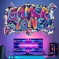 wondever Large 3D Game Wall Stickers Gamer Zone Video Gaming Graffiti Peel and Stick Wall Art Decals for Boys Bedroom Kids Ro