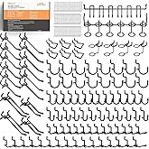 INCLY 176PCS Extra Thick Pegboard Hooks, 1/4" Heavy Duty Black Metal Peg Board Hooks Assortment with Peg Locks Pegboard Accessories Kit for Garage Wall Organizer Hanging Tools