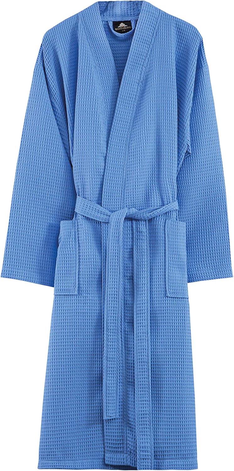 Bagno Milano Mens Waffle-Knit Bathrobe – Lightweight Hotel Spa Robe, Made in Turkey at  Men’s Clothing store