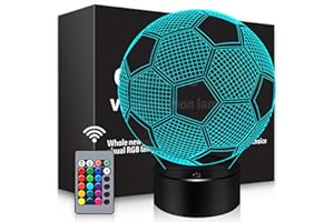 BASSI Soccer Gifts 3D Night Light,16 Colors Changing Touch/Remote Contro, Soccer 3D Illusion Lamp, Birthday Christmas Gifts for Boys Girls, Soccer Stuff Soccer Room Decor