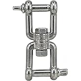 MAMDAFAON 1PCS 1/2"(M12) Jaw - Jaw Swivel Anchor Connector Clevis Double Shackle for Boat,304 Stainless Steel
