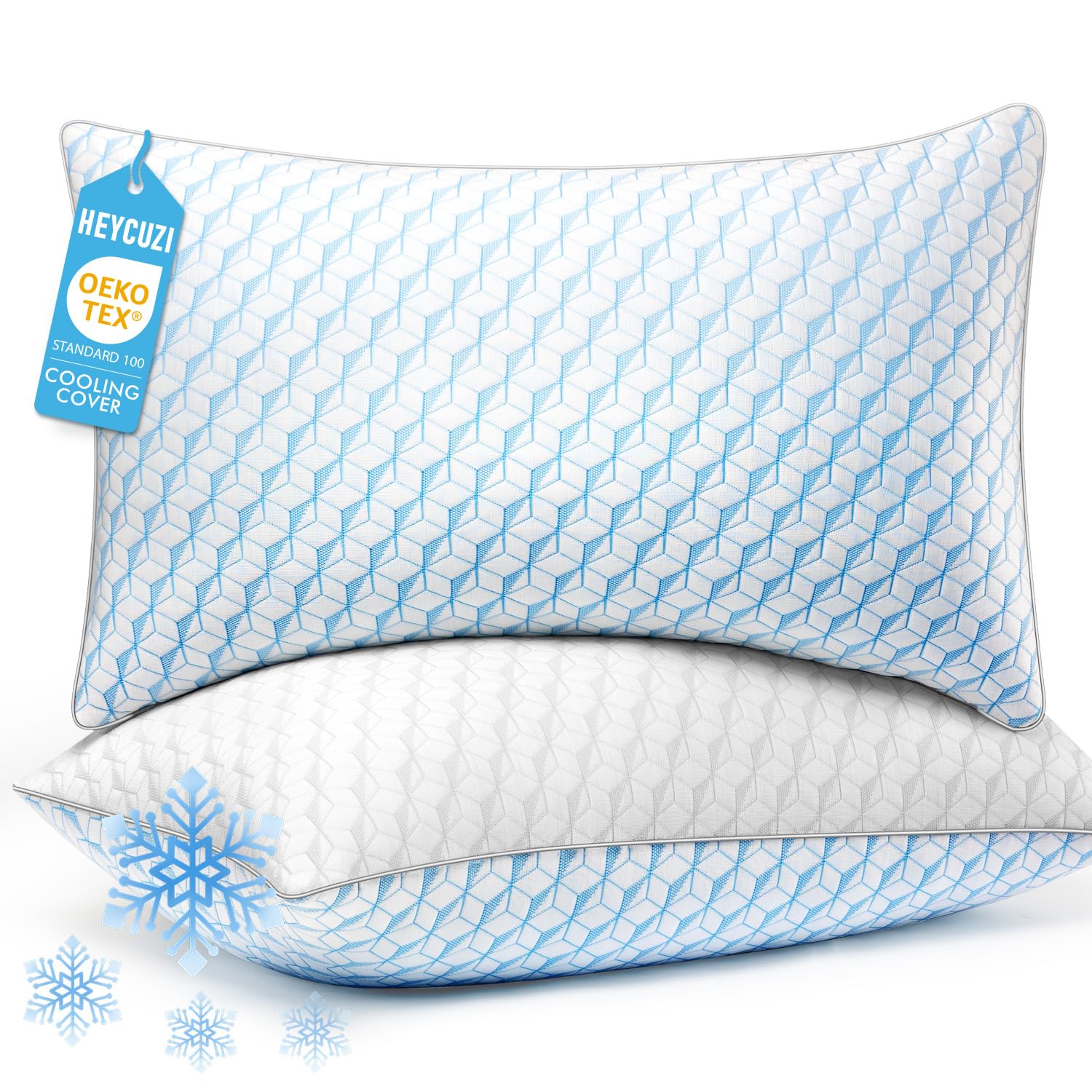 Photo 1 of HEYCUZI Cooling Bed Pillows Queen Size - Premium Down Alternative Pillows Set of 2 for Side, Back, and Stomach Sleepers - Hotel Quality Fluffy Soft Microfiber Fill Breathable Skin-Friendly