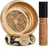 Hihealer Tibetan Singing Bowls, Large Authentic Meditation Sound Bowl | Handcrafted Bronze Singing Bowls, Nepal Chakra Bowls Set, Healing Spiritual Gifts for Women