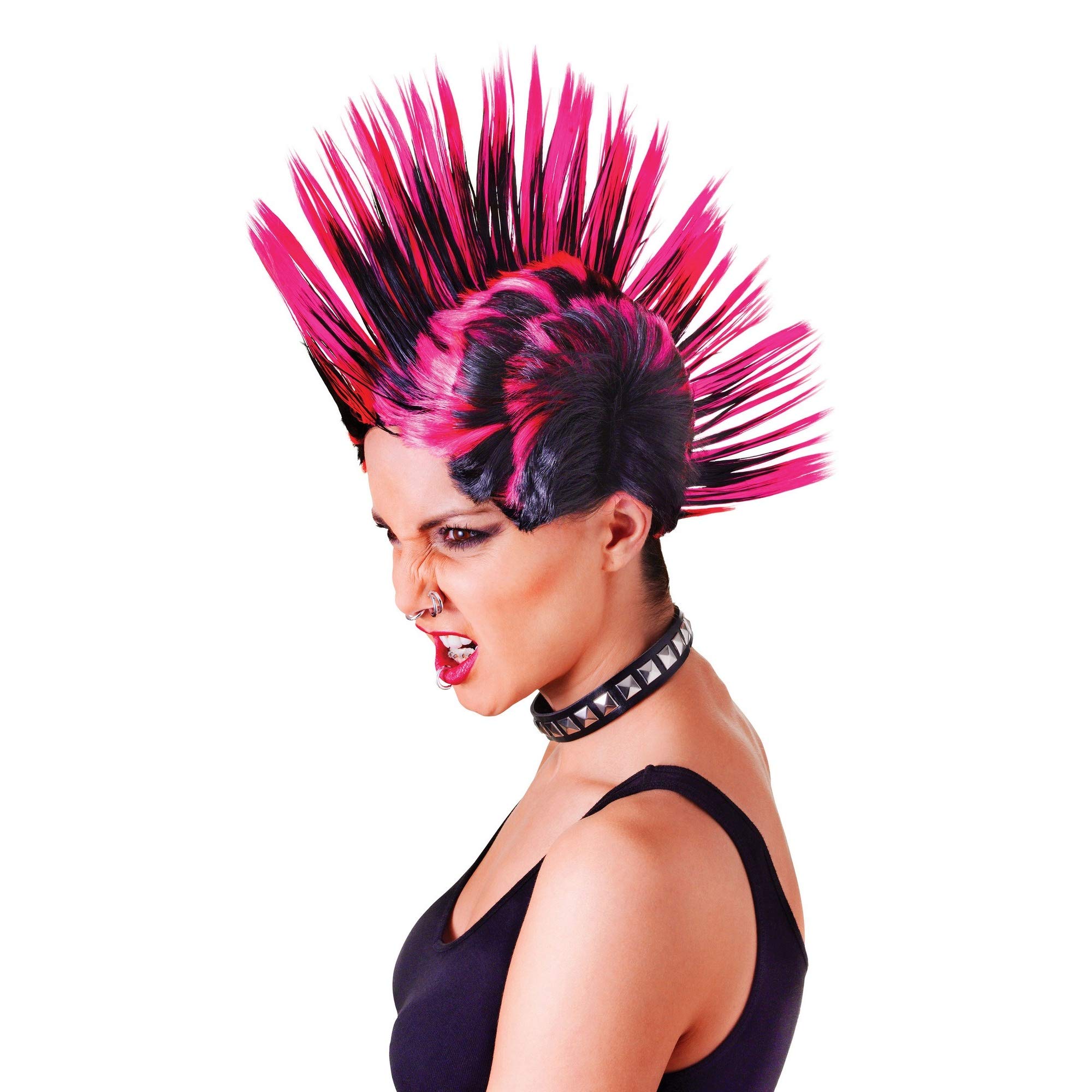 Pink & Black Female Mohican Wig, 1 Pc. - Eye-Catching Design, Perfect for Music Festivals, Parties, Special Events, & More Halloween