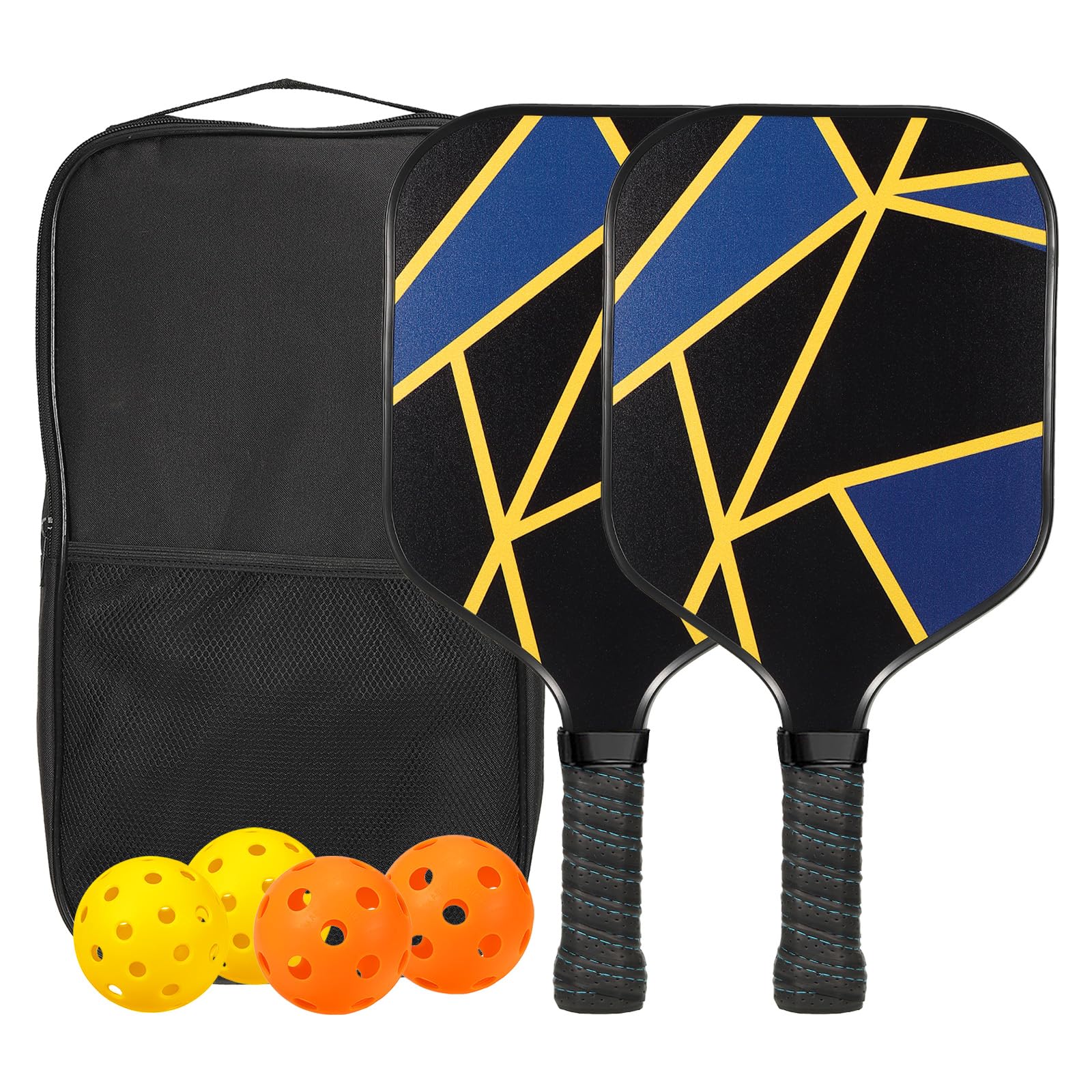 PATIKIL Graphite Pickleball Paddles Set of 2, USA Pickleball Approved Pickleball Set, Carbon Fiber Surface, Anti-Slip Sweat-Absorbing Grip, 4 Pickleball, Portable Carry Bag