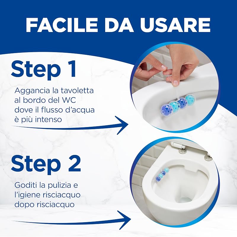 Power Activ Ocean (3 unidades), limpador de casa de banho com fórmula 4 em 1, cesto higiénico e protetor para sanita, com aroma Ocean, limpador de casa de banho anti-calcário, proteção 24 horas